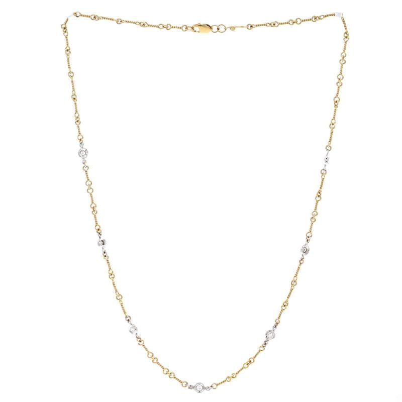 Roberto Coin Diamonds By The Inch 7 Station Dog Bone Necklace 18K Yellow Gold - 2
