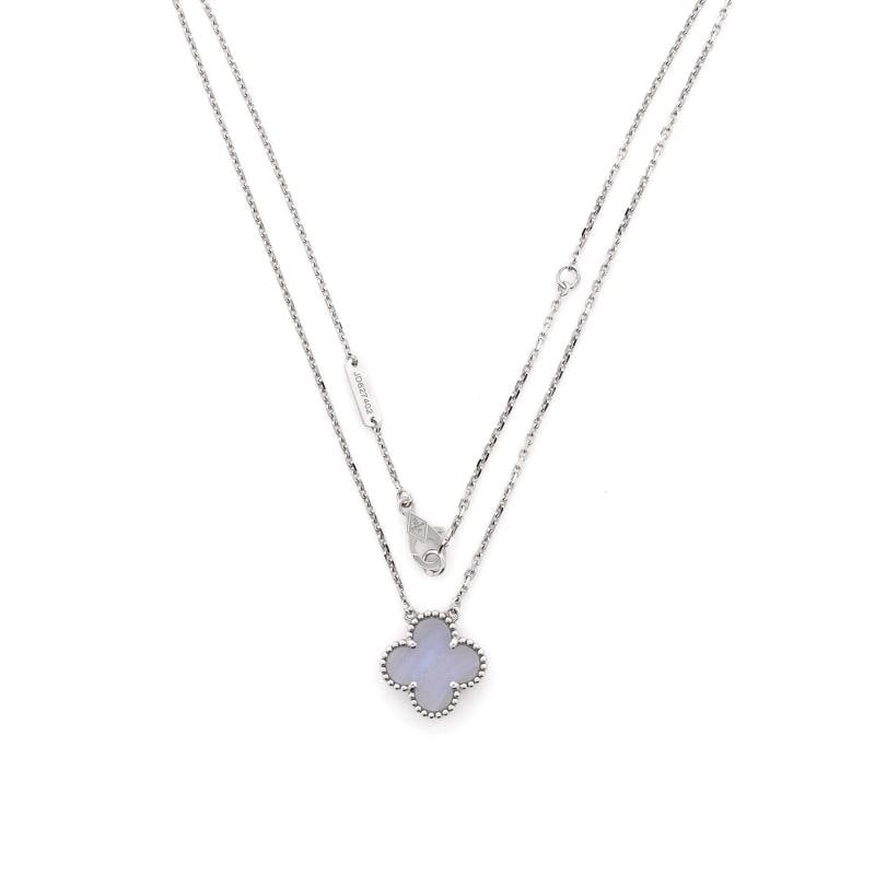 Van Cleef & Arpels Vintage Alhambra Pendant Necklace 18K White Gold - 3