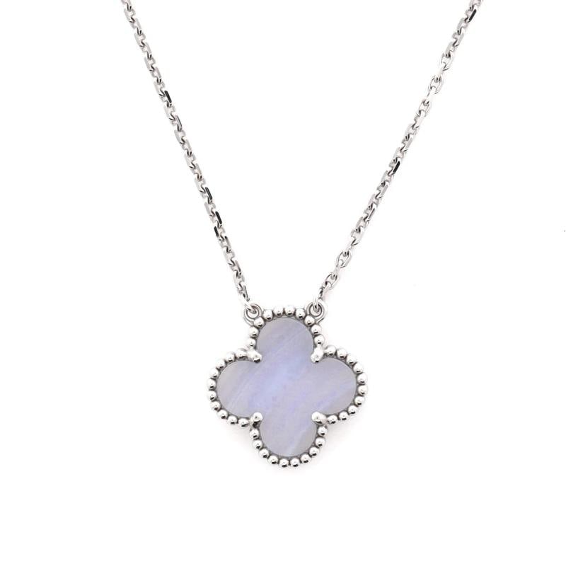 Van Cleef & Arpels Vintage Alhambra Pendant Necklace 18K White Gold - 4