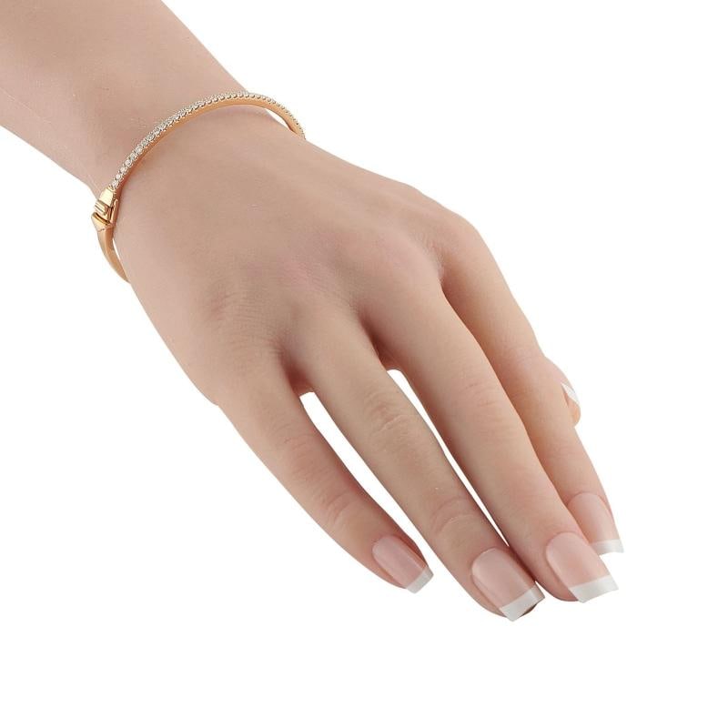 14K Rose Gold 1.10ct Diamond Bangle Bracelet - 2