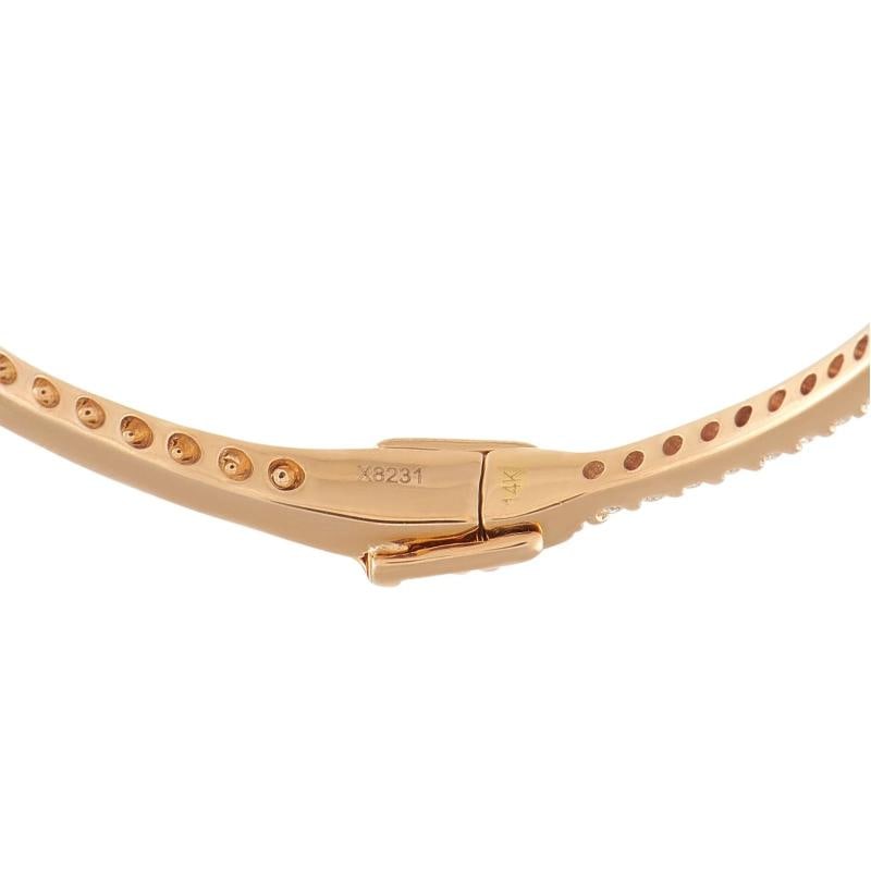 14K Rose Gold 1.10ct Diamond Bangle Bracelet - 3
