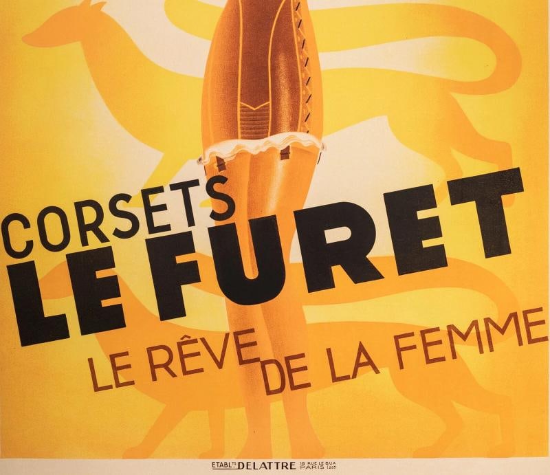 Original Art Deco Poster - Perot - Corset Lefuret - Women Underwear -Ferret 1933 - 3