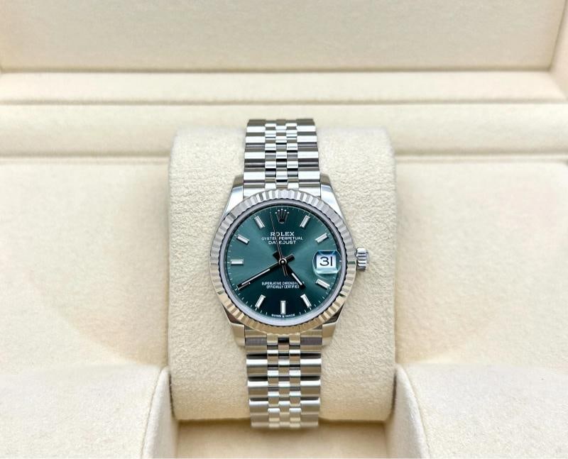2023 Rolex Datejust 31 Midsize 278274 Mint Green Dial 18K Gold Steel Box Paper - 2