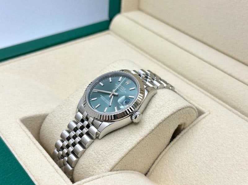 2023 Rolex Datejust 31 Midsize 278274 Mint Green Dial 18K Gold Steel Box Paper - 3