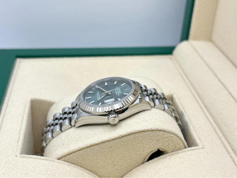2023 Rolex Datejust 31 Midsize 278274 Mint Green Dial 18K Gold Steel Box Paper - 4