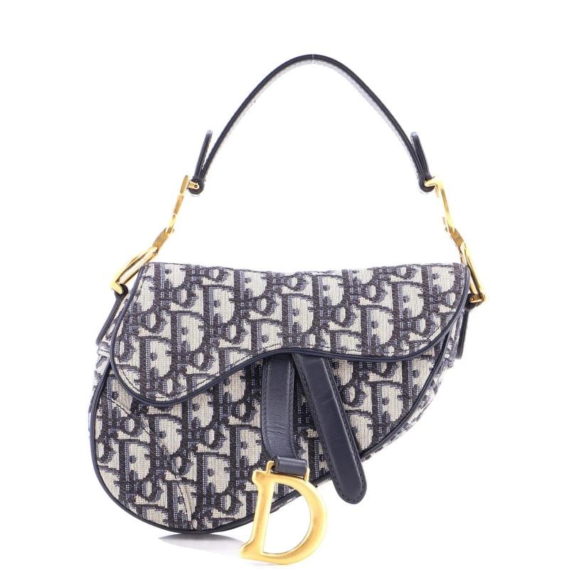 Christian Dior Saddle Handbag Oblique Canvas Mini: Condition: Pre-owned - Good,Brand: Christian Dior,Exterior Material: Canvas Plain,Style: Shoulder Bags,Exterior Color: Blue,Department: Women,Size: Mini
