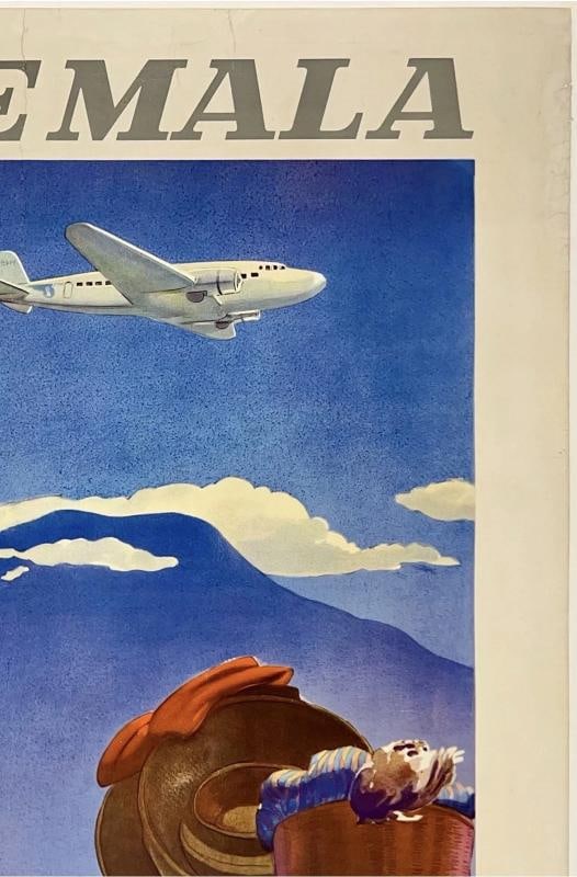Original Vintage Poster GUATEMALA VIA PAN AM American Airline Travel Tourism OL - 3