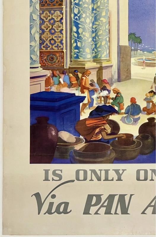Original Vintage Poster GUATEMALA VIA PAN AM American Airline Travel Tourism OL - 4