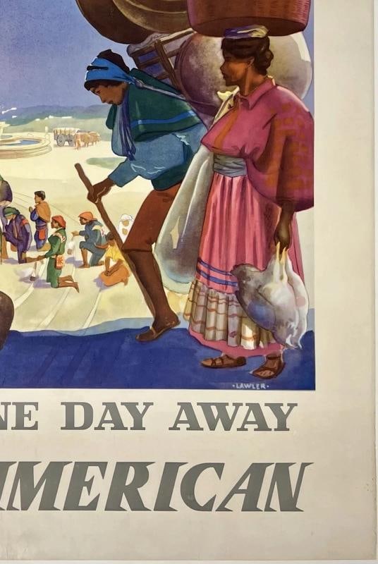 Original Vintage Poster GUATEMALA VIA PAN AM American Airline Travel Tourism OL - 5