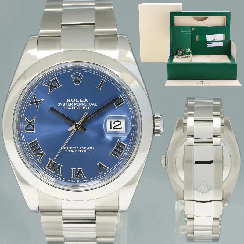 MINT PAPERS Rolex DateJust 41 Steel 126300 Blue Roman Dial 41mm Oyster Watch Box
