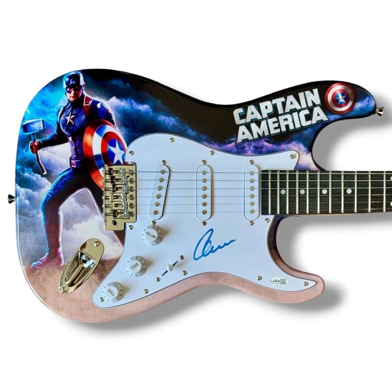Chris Evans Signed Guitar Custom Graphics JSA COA Captain America Steve Rogers
