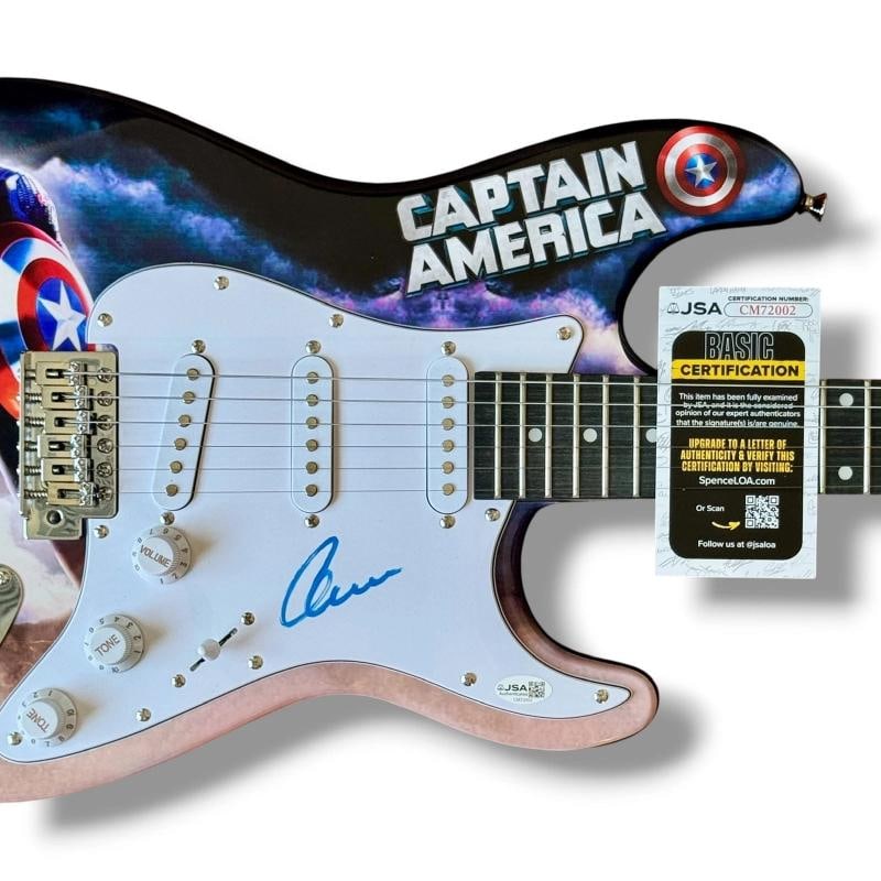 Chris Evans Signed Guitar Custom Graphics JSA COA Captain America Steve Rogers - 2
