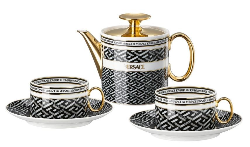 Versace Rosenthal La Greca Signature Tea Set for 2 (2 x Tea Cup & Saucer+Teapot): Condition: New: A brand-new, unused, unopened, undamaged item in its original packaging (where packaging is ... Read moreabout the conditionNew: A brand-new, unused, unopened, undamaged item in its or