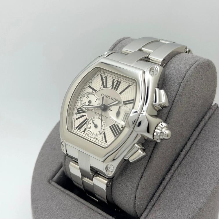 Cartier Roadster XL Chronograph W62019X6 2618 43mm Silver Dial Steel Box Paper - 10
