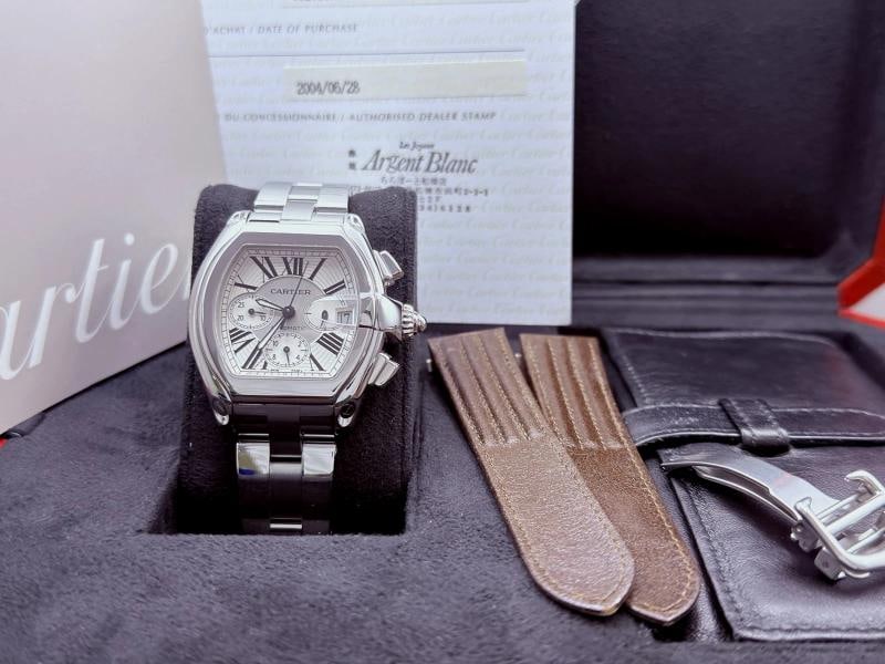 Cartier Roadster XL Chronograph W62019X6 2618 43mm Silver Dial Steel Box Paper - 12