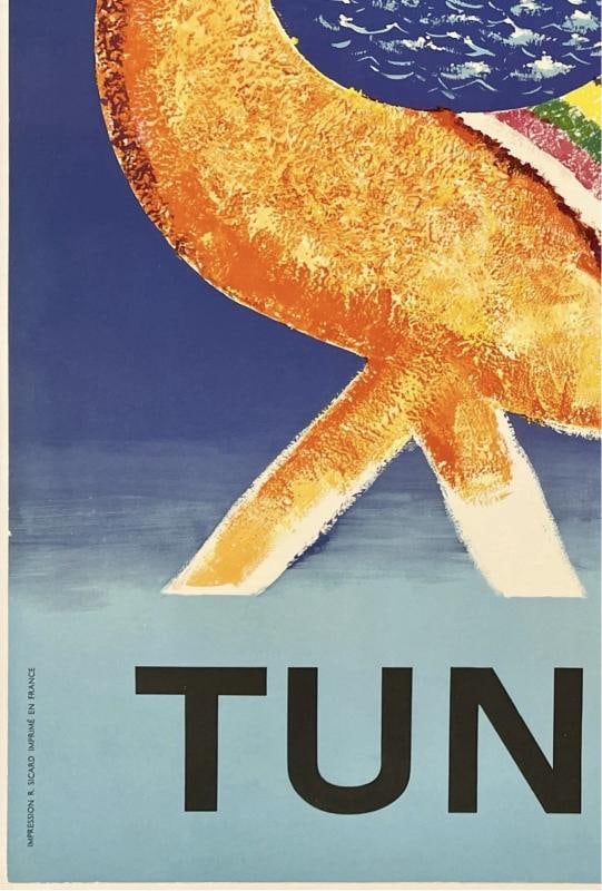 Original Vintage Poster TUNISIE Tunisia Travel Tourism North Africa Camel LINEN - 4