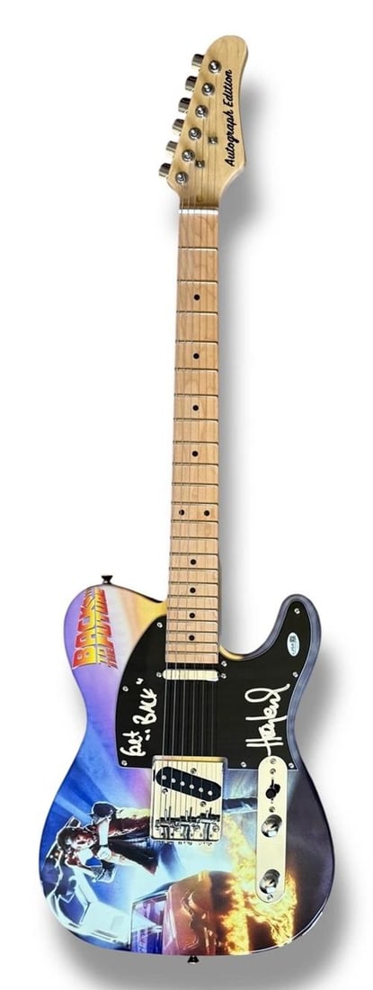 Huey Lewis Signed Guitar Custom Graphics JSA COA Back to the Future and the News - 3
