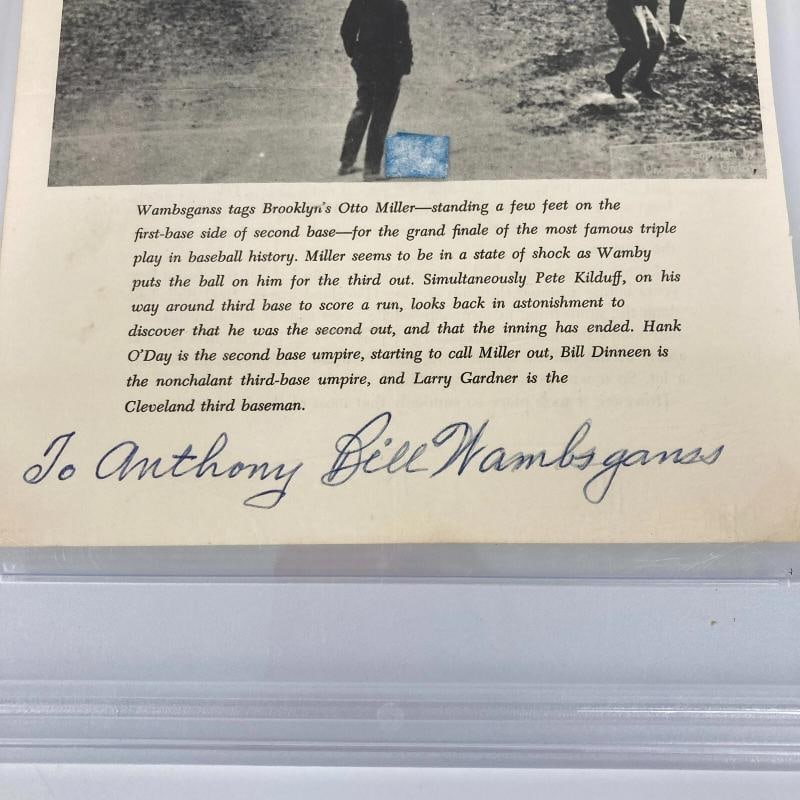 Bill Wambsganss World Series Unassisted Triple Play Signed Photo PSA DNA RARE - 3