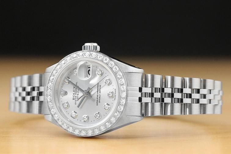 LADIES ROLEX DATEJUST SILVER DIAMOND 18K WHITE GOLD & STAINLESS STEEL WATCH - 2