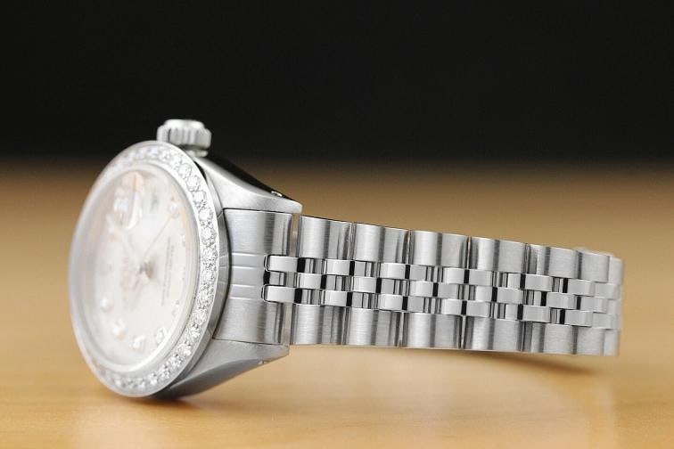 LADIES ROLEX DATEJUST SILVER DIAMOND 18K WHITE GOLD & STAINLESS STEEL WATCH - 4