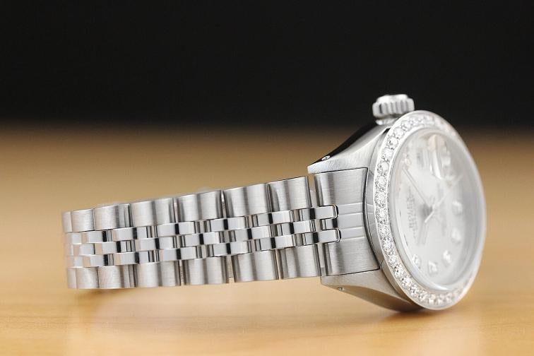 LADIES ROLEX DATEJUST SILVER DIAMOND 18K WHITE GOLD & STAINLESS STEEL WATCH - 7
