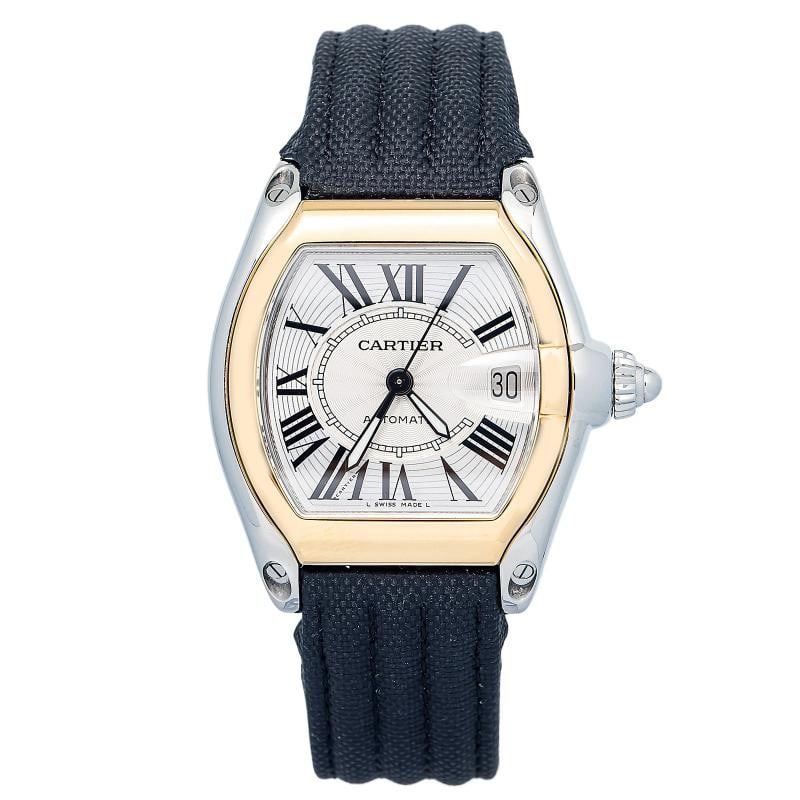Cartier Roadster W62031Y4 18K YG Two Tone auto Silver Dial Unisex Watch 38mm: Condition: Pre-owned: An item that has been used previously. The item may have some signs of cosmetic wear, but ... Read moreabout the conditionPre-owned: An item that has been used previously. The