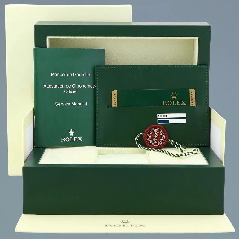 PAPERS MINT Rolex DateJust 116139 Leather White Gold Black Dial Watch Box - 7