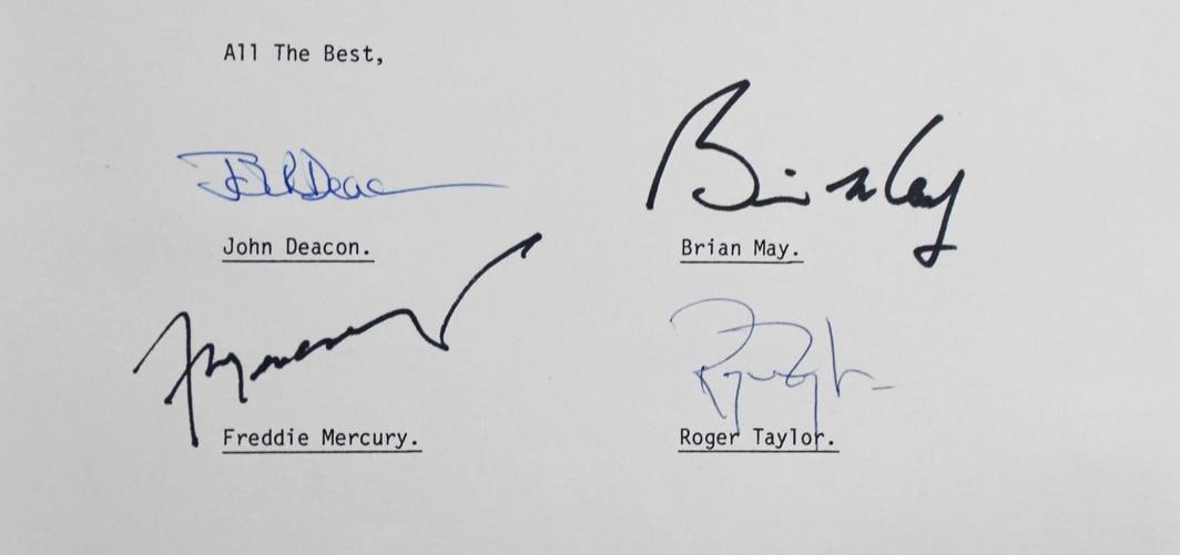 Queen (4) Mercury, Deacon, May & Taylor Signed & Framed Letter BAS #AE93762 - 3
