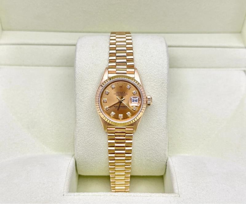 Rolex Ladies Datejust President 79178 Diamond Dial 18K Yellow Gold Box Tags - 3