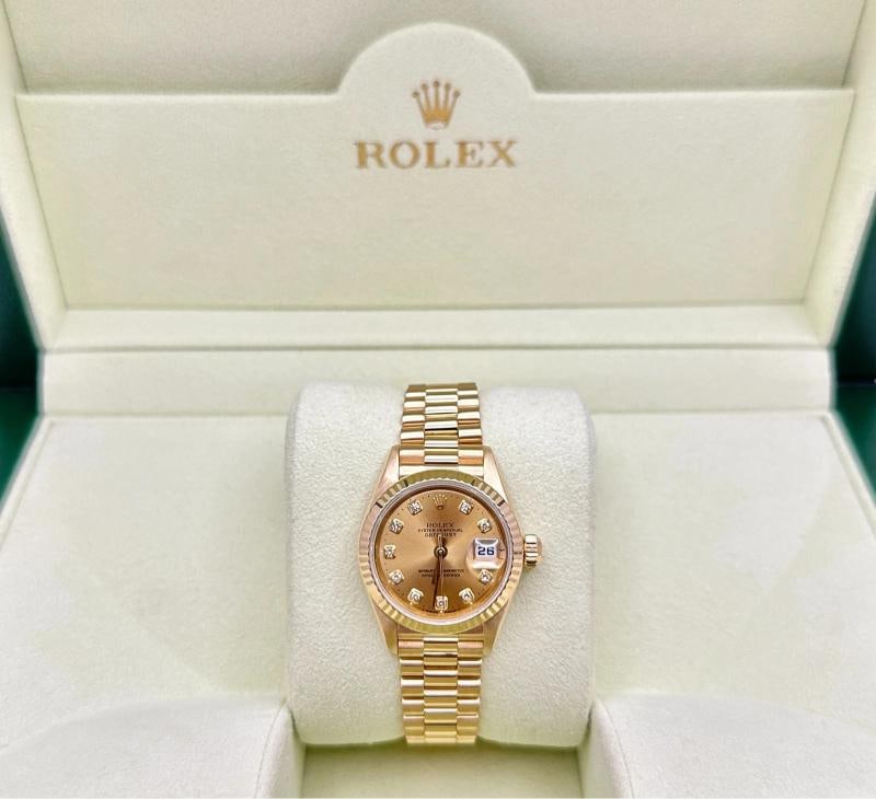 Rolex Ladies Datejust President 79178 Diamond Dial 18K Yellow Gold Box Tags - 5