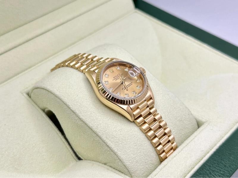 Rolex Ladies Datejust President 79178 Diamond Dial 18K Yellow Gold Box Tags - 8