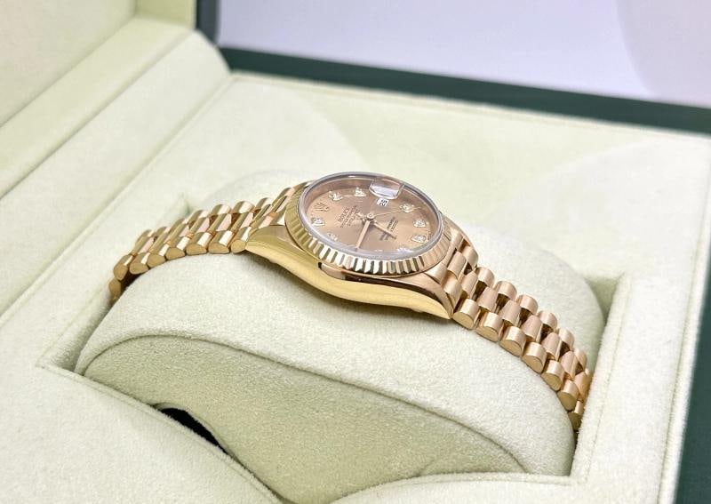Rolex Ladies Datejust President 79178 Diamond Dial 18K Yellow Gold Box Tags - 9