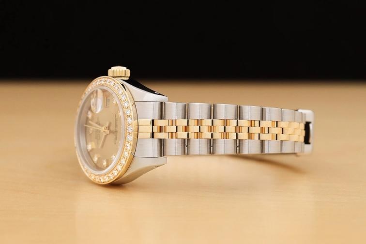 LADIES ROLEX DATEJUST 69173 FACTORY DIAMOND CHAMPAGNE DIAL 18K GOLD SS WATCH - 4