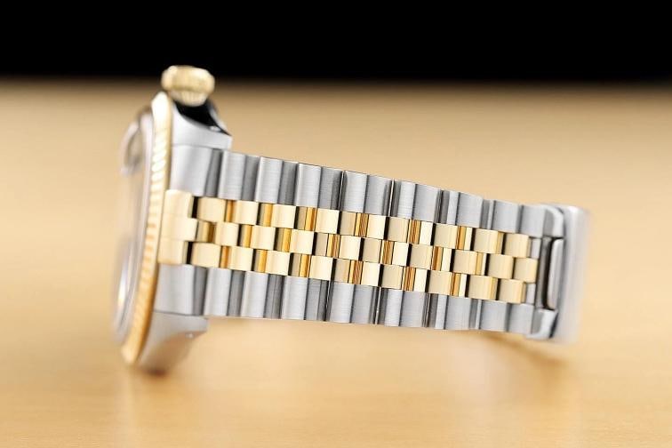 ROLEX MENS DATEJUST 16233 BLUE DIAL 18K YELLOW GOLD STEEL JUBILEE BAND WATCH - 5