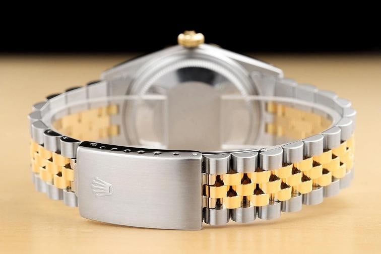 ROLEX MENS DATEJUST 16233 BLUE DIAL 18K YELLOW GOLD STEEL JUBILEE BAND WATCH - 6