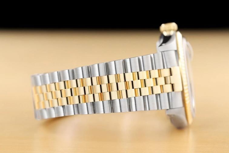 ROLEX MENS DATEJUST 16233 BLUE DIAL 18K YELLOW GOLD STEEL JUBILEE BAND WATCH - 8