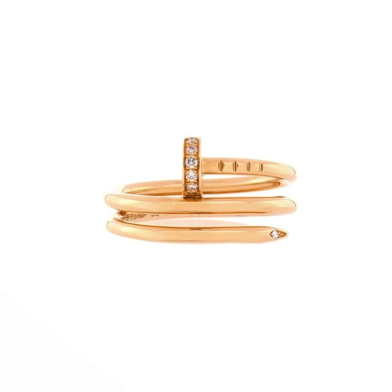 Cartier Juste un Clou Double Ring 18K Yellow Gold and Diamonds Small: Condition: Pre-owned - Good,Brand: Cartier,Main Stone: Diamond,Metal: 18K Yellow Gold,Metal Purity: 18K,Ring Size: 5.25 - 50,Type: Ring,Color: Yellow Gold,Style: 18K Yellow Gold And Diamonds,Material: