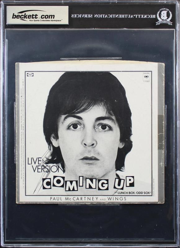 Paul McCartney Signed Coming Up 45 RPM Album Cover Auto Graded 10! BAS Slabbed - 2
