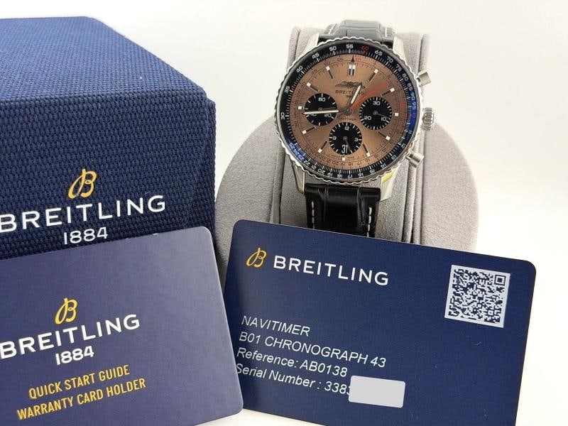 Breitling Navitimer B01 AB0138 43mm Copper Dial Stainless Steel Box Papers - 2