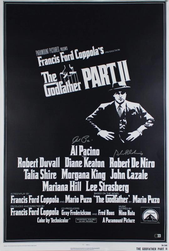 Al Pacino & Robert De Niro The Godfather Authentic Signed 27x40 Poster BAS LOA: Object Type: Poster,Industry: Movies,Original/Reproduction: Original,Autograph Authentication: Beckett,PRODUCT_COA: Beckett,PRODUCT_SIGNED_BY_NAME: Al Pacino & Robert De Niro,PRODUCT_SIGNED_BY_BRAND: 