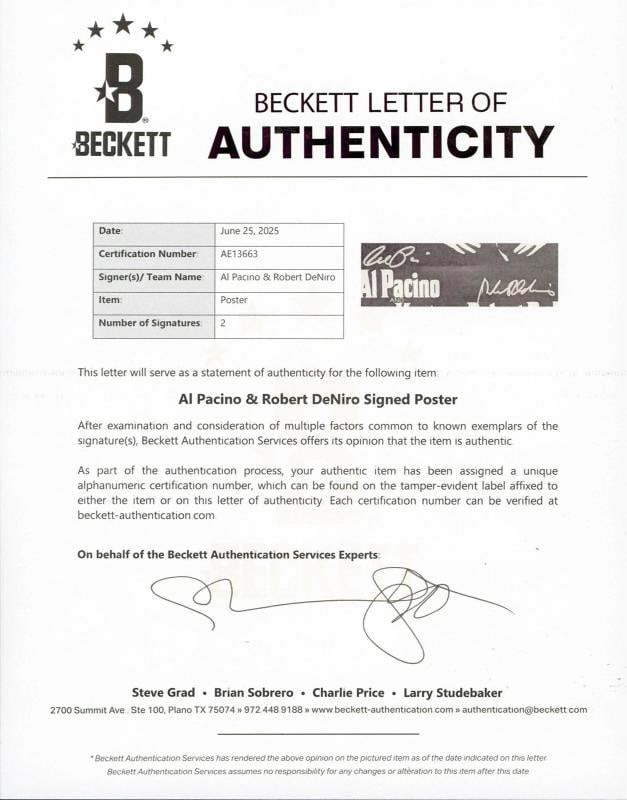 Al Pacino & Robert De Niro The Godfather Authentic Signed 27x40 Poster BAS LOA - 3