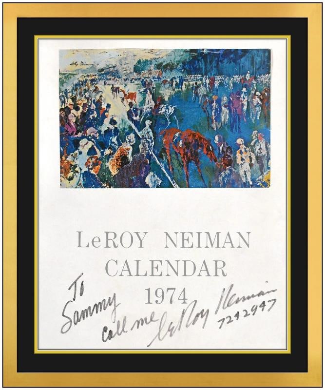 LeRoy Neiman Original Calendar Cover Figures Horses Hand Signed Framed Artwork: Condition: Used,Artist: LeRoy Neiman,Unit of Sale: Single Piece,Signed: Yes,Period: Contemporary (1970 - 2020),Title: LeRoy Neiman Calendar Cover,Material: Paper,Original/Licensed Reprint: Original,Fr