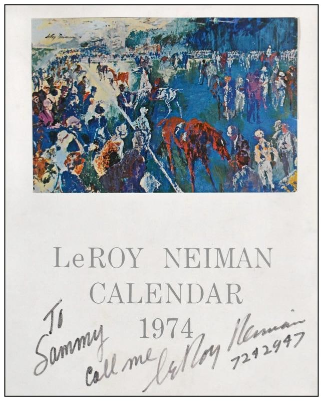 LeRoy Neiman Original Calendar Cover Figures Horses Hand Signed Framed Artwork - 3