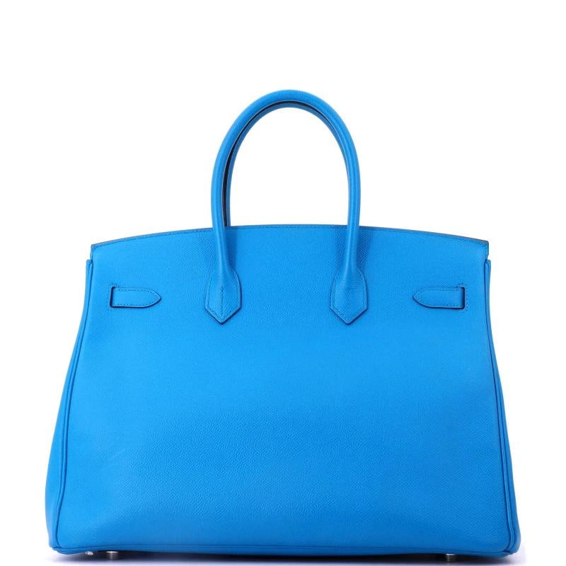 Hermes Birkin Handbag Blue Epsom with Palladium Hardware 35 - 3