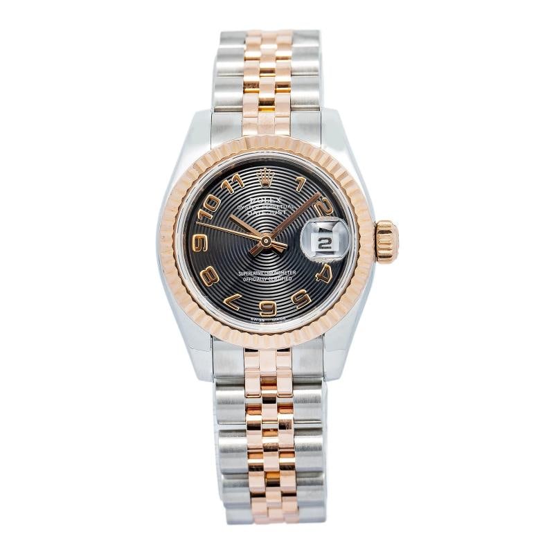 Rolex Datejust 179171 MINT 18k Two Tone Rose Jubilee Black Dial Auto Ladies 26mm: Condition: Pre-owned - Good: This item has been gently used but is in good condition. It might have a few signs ... Read moreabout the conditionPre-owned - Good: This item has been gently used but is