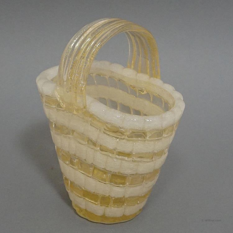 Ercole Barovier for Barovier & Toso Attr. Glass Basket circa 1940s - 4