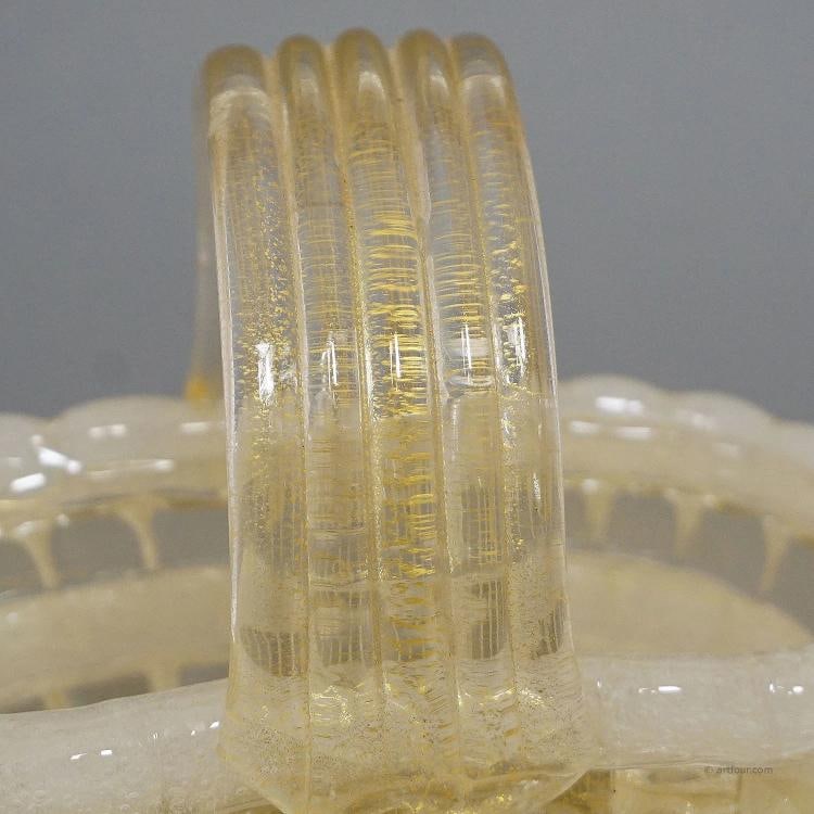 Ercole Barovier for Barovier & Toso Attr. Glass Basket circa 1940s - 9