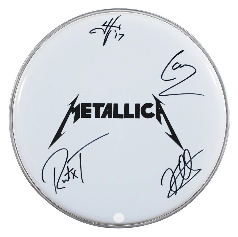 Metallica (4) Hetfield, Ulrich, Hammett & Trujillo Signed 11 Inch Drum Head PSA: Original/Reproduction: Original,Industry: Music,PRODUCT_COA: PSA,PRODUCT_SIGNED_BY_NAME: James Hetfield, Lars Ulrich, Kirk Hammett & Robert Trujillo,PRODUCT_SIGNED_BY_BRAND: Metallica,Country of