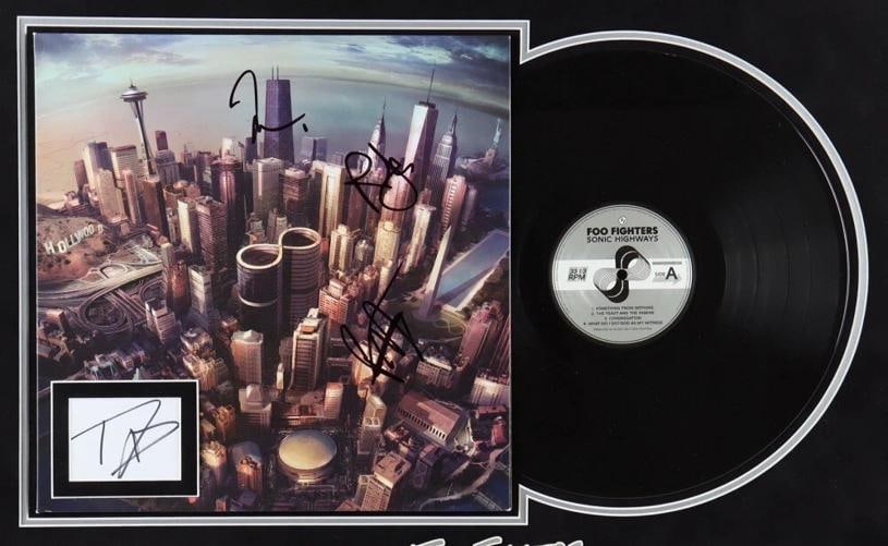 FOO FIGHTERS Sonic Highways Signed Vinyl LP JSA COA GROHL HAWKINS SMEAR JAFFEE - 2