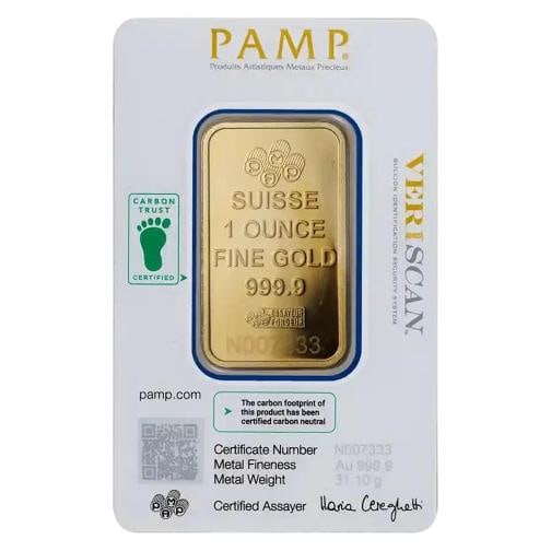 1 oz Gold PAMP Suisse Lady Fortuna VeriscanÃ‚Â® Bar with Assay .9999 Fine - 2